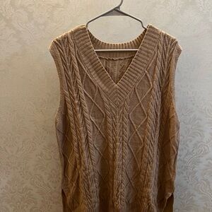 NWOT Brown Cable Knit Sleeveless Sweater Vest